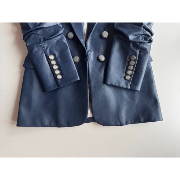 NWOT VERONICA BEARD Beacon Storm Blue Faux Leather Dickey Jacket Blazer, Size 2 - Picture 9 of 16